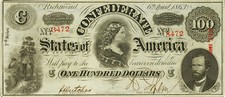 1863 $100 T56 *Reproduction* CSA Currency Soldiers, Lucy Pickens, G. W. Randolph