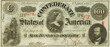 1863 $100 T56 *Reproduction* CSA Currency Soldiers, Lucy Pickens, G. W. Randolph