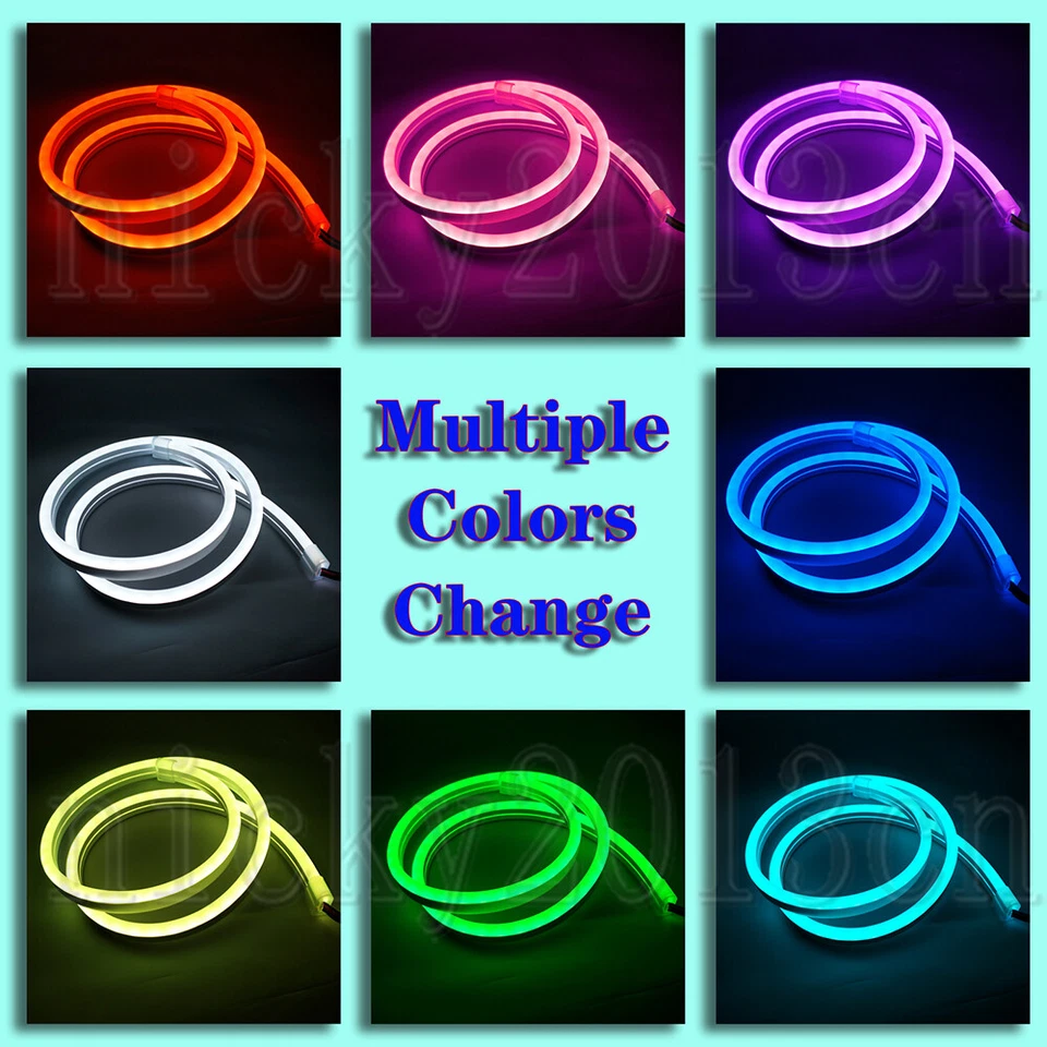 Súper Brillante 12V 5050 RGB LED Neón Letrero Tubo Tira Luz Cinturón Cuerda 84LEDs/m IP65 Foto 4 de 4