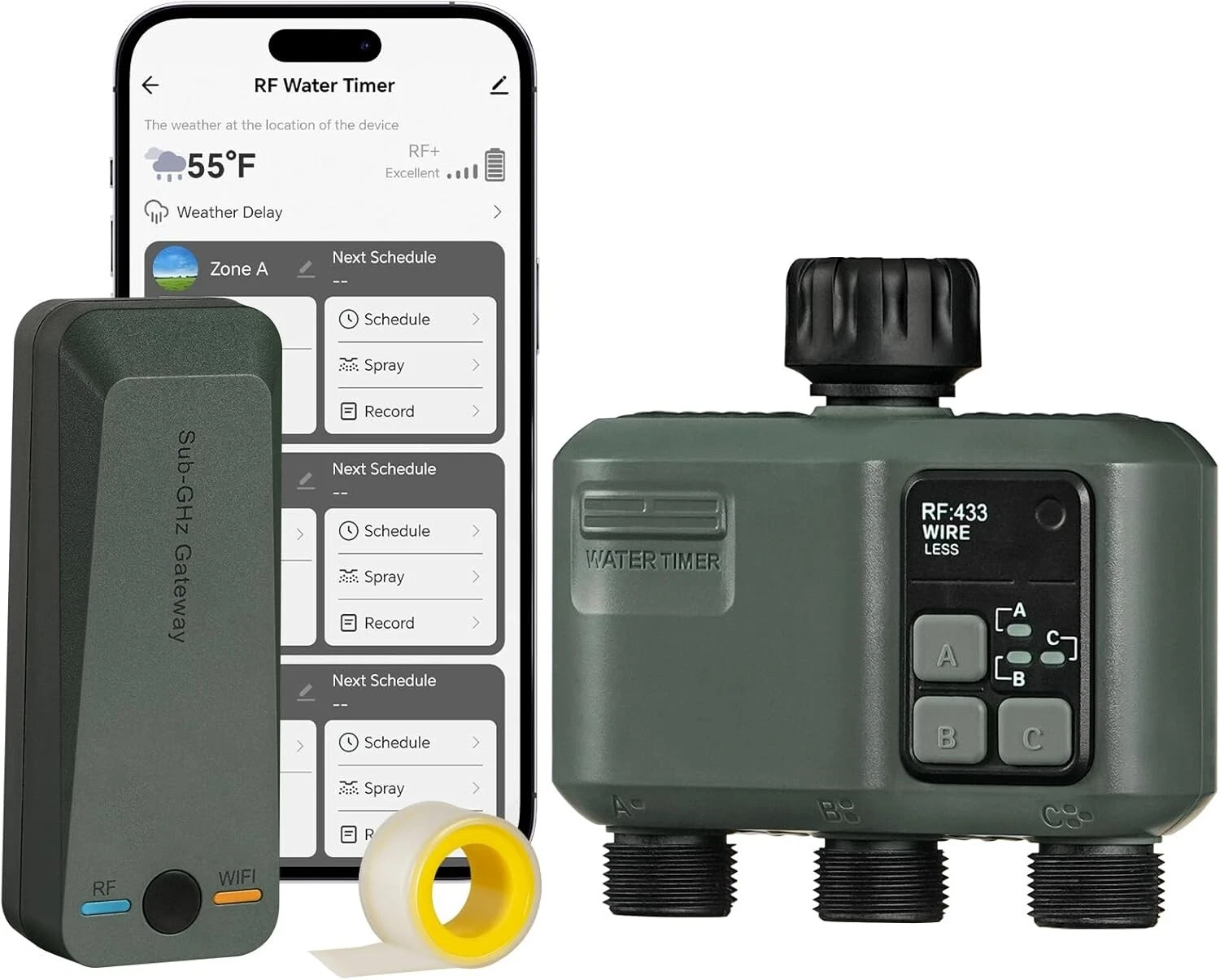Smart Sprinkler Hose Timer 3 Zone for Garden Hose WiFi Water Timer App Control