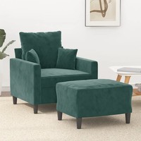 Sessel Mit Hocker Samt DunkelgrüN 60 Cm Sitzbreite