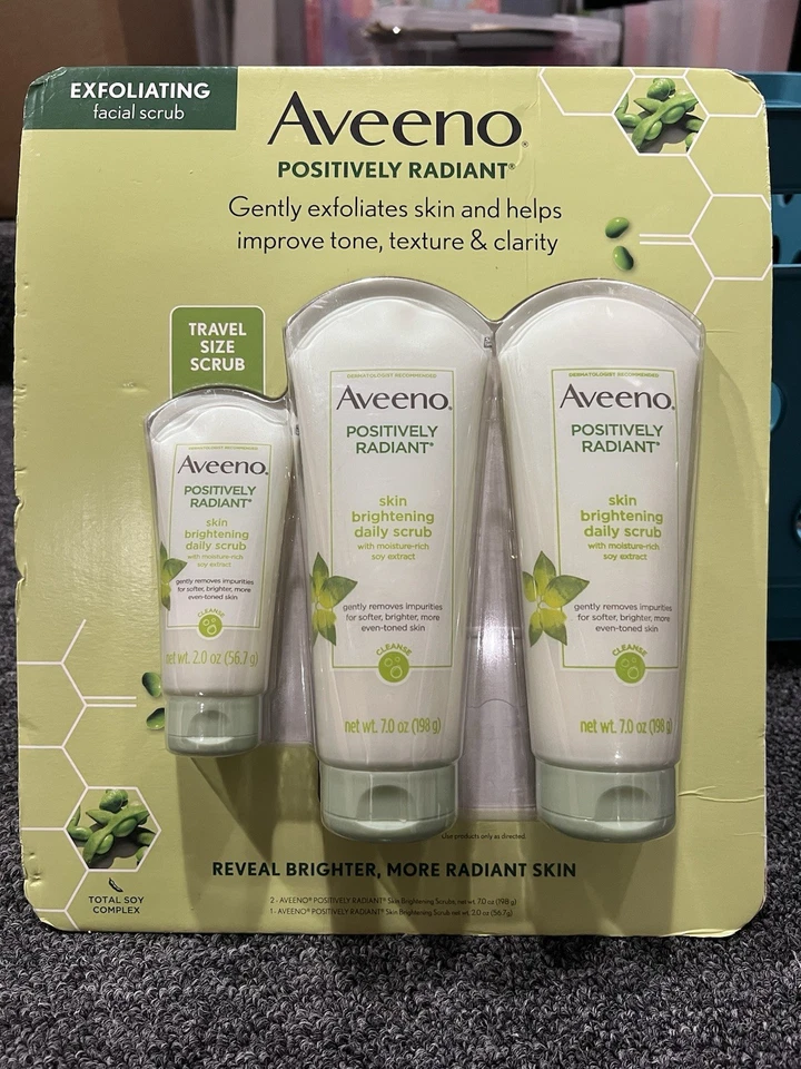 AVEENO Exfoliante Facial Iluminador Piel Positivamente Radiante Conjunto de 3 Nuevo Sellado Foto 2 de 3