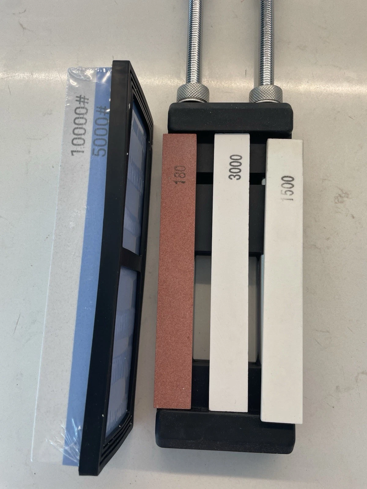 Knife Sharpening tool bundle. Whetstone Grit 5000/10000, 3000, 1500, 180, Holder
