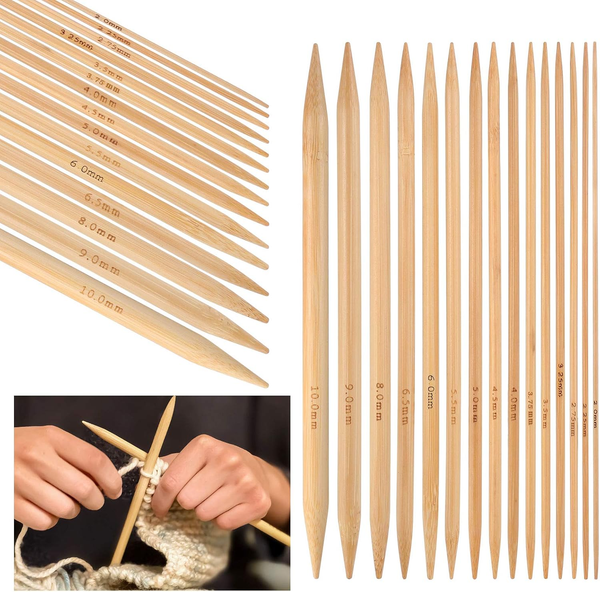 Konamo 75StüCk Bambus Stricknadeln Set, 15GrößEn Stricken FüR AnfäNger Set, Hand-image