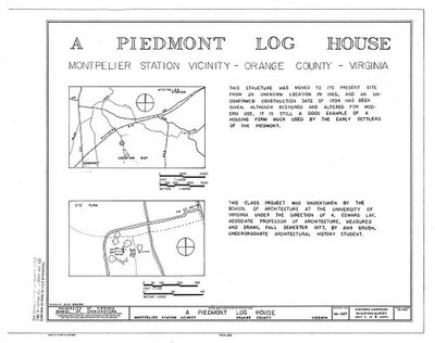Photo:Piedmont Log House Orange County Virginia 1700s Site Plan Map