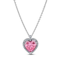 Pandora Kette 394414C01 45 Cm GroßEs Rosafarbenes Erhabenes Herz Halskette 925/-