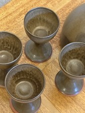 Pottery Wine Decanter and 4 Goblets Set