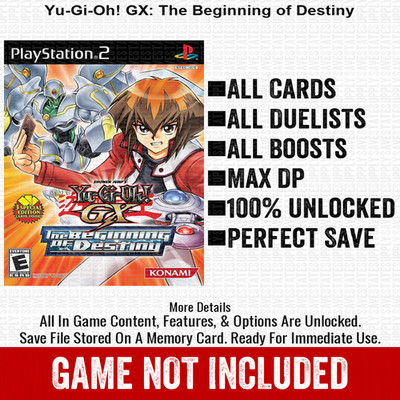 Yu-Gi-Oh GX The Beginning of Destiny 100% PS2 Memory Card All CHEATS ITEMS