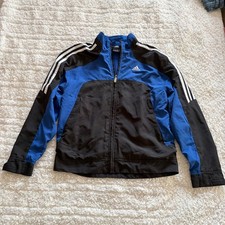 Adidas Kids Blue  Black 3-Stripe Full Zip Track Jacket Size Medium M 8/10 Youth