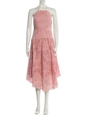 Farm Rio Palm Tree Eyelet Blush Pink Sleeveless Midi Size XS