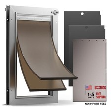Heavy-Duty Aluminum Dog Door with Magnetic Flaps  1 Replacement Flap
