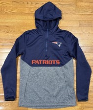New England Patriots NFL Team Apparel 1/4 Zip Hoodie Sweatshirt Youth L 14/16