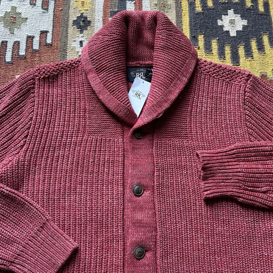 Suéter RRL Doble RL Cuello Chal Talla L - Rojo Foto 2 de 4