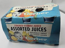 Vintage Gerber Baby Food Glass Juice Jars 6 Pack with Carrier HTF