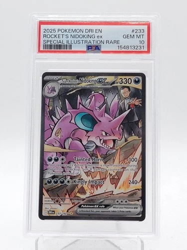 ROCKET'S NIDOKING EX 2025 POKEMON DESTINED RIVALS SIR #233 PSA 10 Q0895