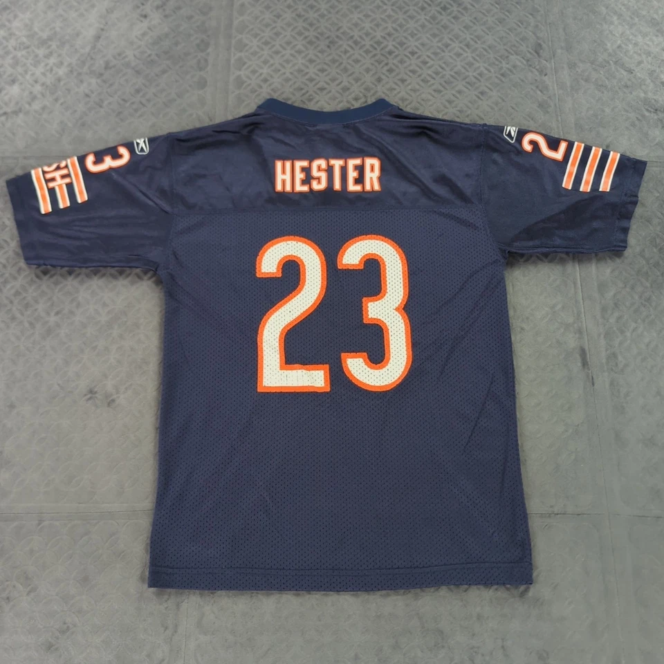 Camiseta Chicago Bears Devin Hester Y2K Reebok NFL azul meninos jovens grande 14-16 - Imagem 2 de 4