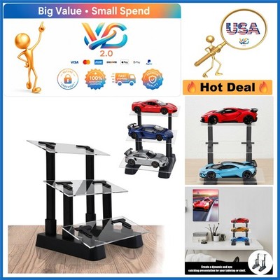 3 Tier Car Model Display Stand for 1/24 Scale Diecast Cars Black Acrylic