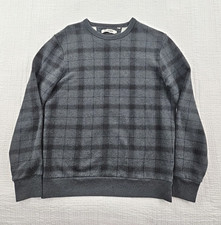 Ben Sherman Crew Neck Sweatshirt Men's M Grey Tone Plaid EUC Long Sleeve