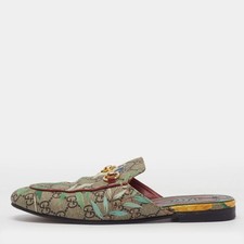 Gucci Princetown Size 37.5 Multicolor Coated Canvas Mules