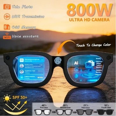AI Smart Glasses 2026 HD Camera Video Recording Translation Bluetooth Clear Lens