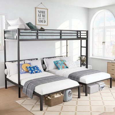 Twin Over Twin Over Twin Bunk Beds for 3 Kids,Metal Heavy Duty Triple Bunk Bed