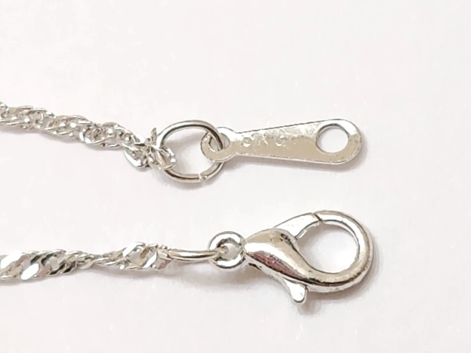 Collar brillante de cadena de eslabones pequeños retorcidos enchapados en oro blanco de 18 quilates real de 18" Foto 3 de 4