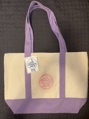 Trader Joe's Large Reusable Tote Pastel Lavender Purple Canvas NWT Limited 2026