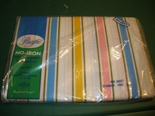 NEW Vintage Pacific Twin Flat Sheet Colorful Stripes- Sherbet No Iron