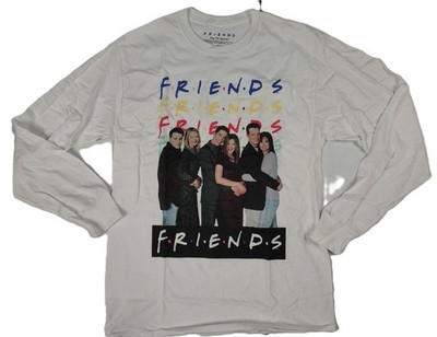 Official Licensed Friends TV Show Cast Photo Logo White Long Sleeve T-Shirt
