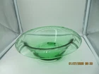 Vintage Depression Era Uranium Glass Rolled Edge Console Bowl 11"