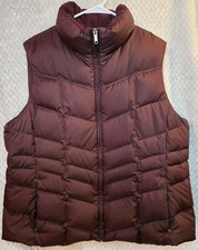 Lands' End Youth Boys Sleeveless Casual Down Puffer Burgundy Full Zip Up Vest XL