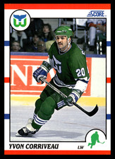 1990-91 Score American Yvon Corriveau #302 Hartford Whalers NHL Hockey Base set