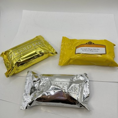 Lot of 3 Melaleuca Bath Bars Platinum Bar, Gold Bar, Pineapple Mango Bar SEALED