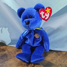 TY Beanie Baby - CLUBBY 1 the Royal Blue Bear 8.5 inch 