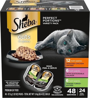 SHEBA Wet Cat Food Cuts in Gravy Variety Pack Roasted Chicken  2.6oz 24 Count 48