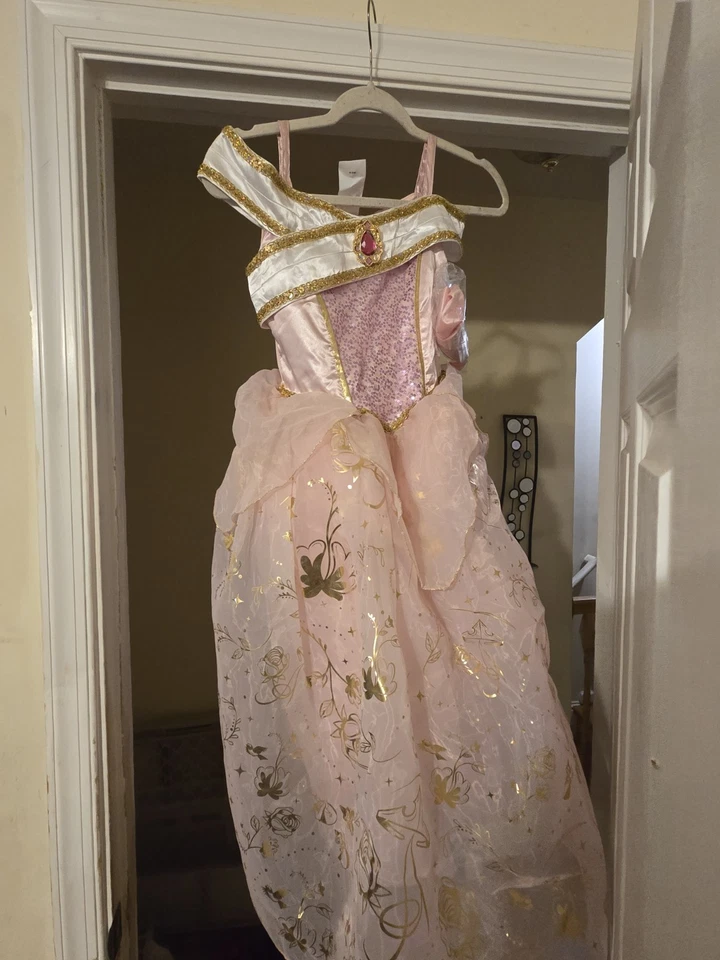 VESTIDO DISFRAZ AURORA BELLEZA DURMIENTE TIENDA DISNEY TALLA 7/8 Foto 3 de 4