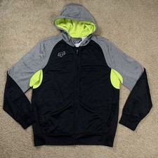 Fox Racing Hoodie Mens Medium Black Full Zip Sweatshirt Hooded Motorcross Active