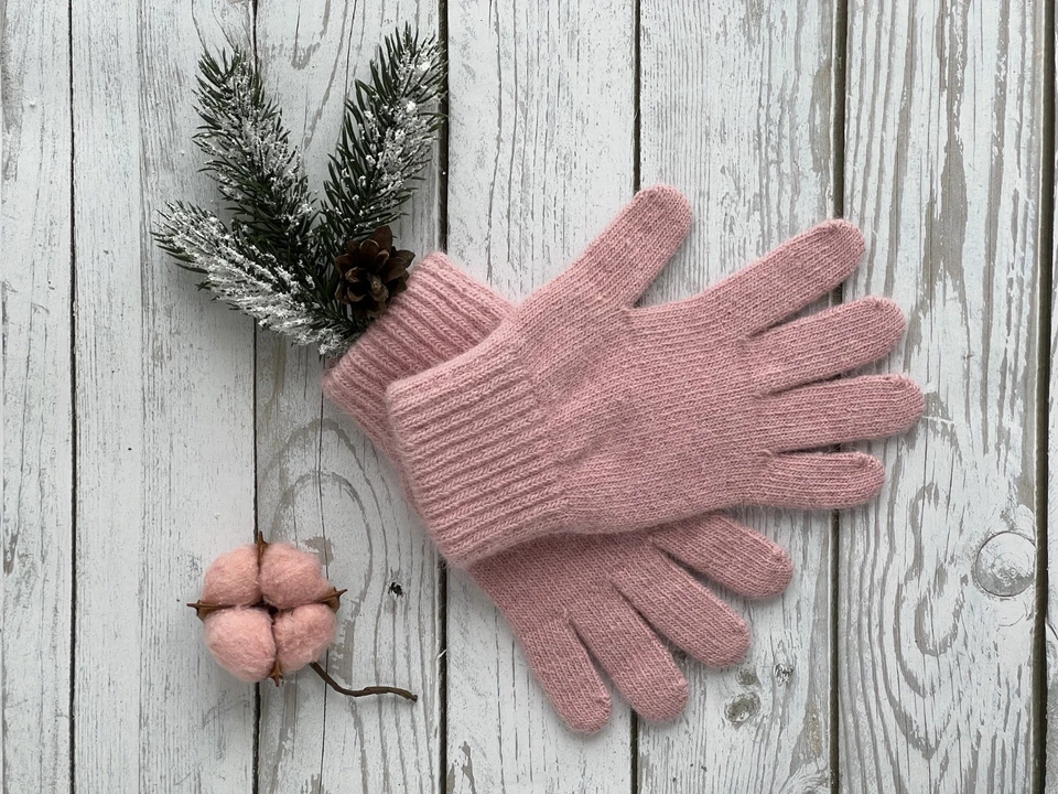 Guantes de punto 100 % angora para mujer hechos en EE. UU. Foto 4 de 4