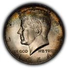 1964 50c Kennedy Half Dollar - Rainbow Toning - BU - SKU-H3947