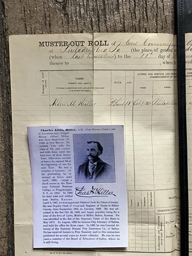 1864 Civil War Document - "MUSTER OUT ROLL" - Lt. Allen M. Hiller, 199th PA Vols