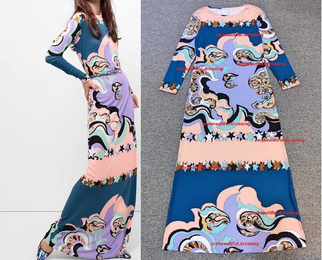 MW010074 - DESIGNER MULTICOLOUR JERSEY SILK MAXI DRESS (C) MW010074 - DESIGNER MULTICOLOUR JERSEY SILK MAXI DRESS (C)