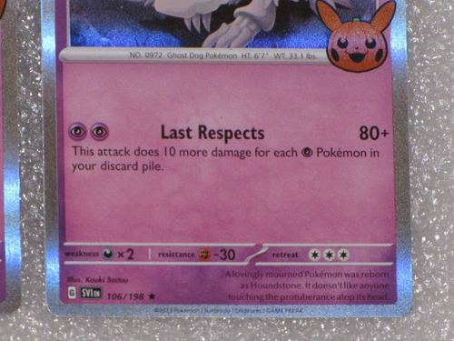 Pokemon Houndstone 106/198 Holo 2023 TCG Trick Or Trade Halloween BOOster Stamp - Picture 14 of 24