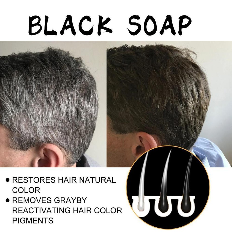 Men's Grey Coverage Bar Shampoo Hair Black Soap for Grey Hair Cover UK