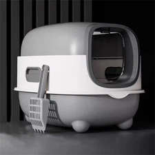 Hooded Odor Control Cat Litter Box with Scoop Kitty Trainning Anti Splash Toilet