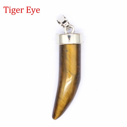 Chakra Crystal Natural Gemstones Pendant Ox Horn Bull Horn Shape Reiki Healing - Picture 14 of 14