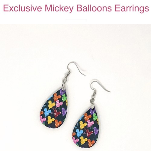 Mickey Balloon Dangle Pierced Earrings Disney Dooney & Burke Silver Tone DD & B - Picture 2 of 4