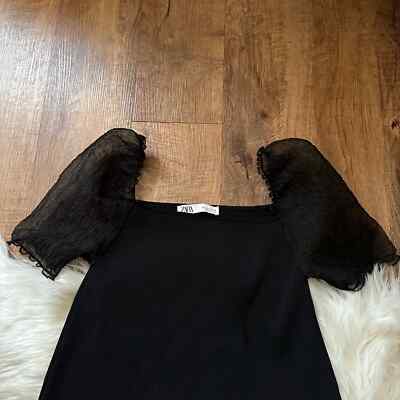 zara balloon sleeve knit dress BNWT Zara Orange Balloon Puffy Short Sleeve Sweater Knit Short Mini Dress  Small