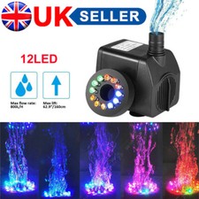 Submersible Fountain Pump with LED Light for Water Feature Outdoor Small Pond