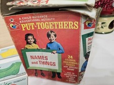 Vintage Playskool Match Up Puzzle Names And Things COMPLETE SET with Box