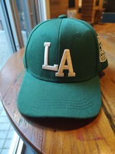 Vintage Green Twill Los Angeles California Cap Hat. Embroidered. Adjustable. EUC